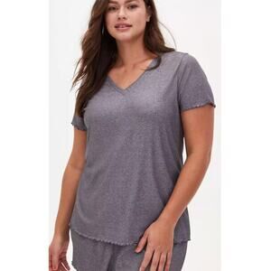 Torrid Grey Metallic Lettuce Edge Ribbed Sleep Tee Grey Sparkly Size 3 3X
